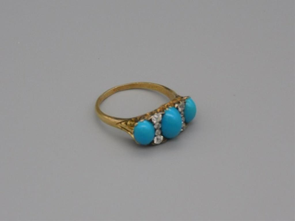 PERSIAN TURQUOISE AND DIAMOND RING 20kt 2b3111