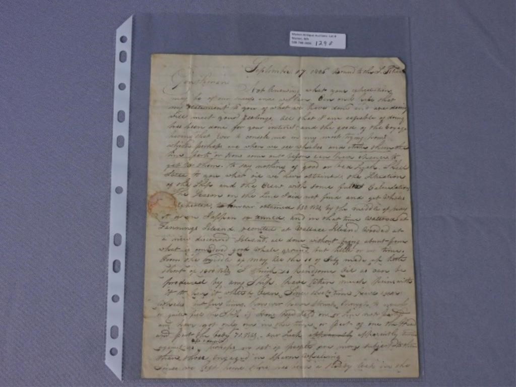 RARE 3 PAGE WHALING LETTER 1826  2b3123