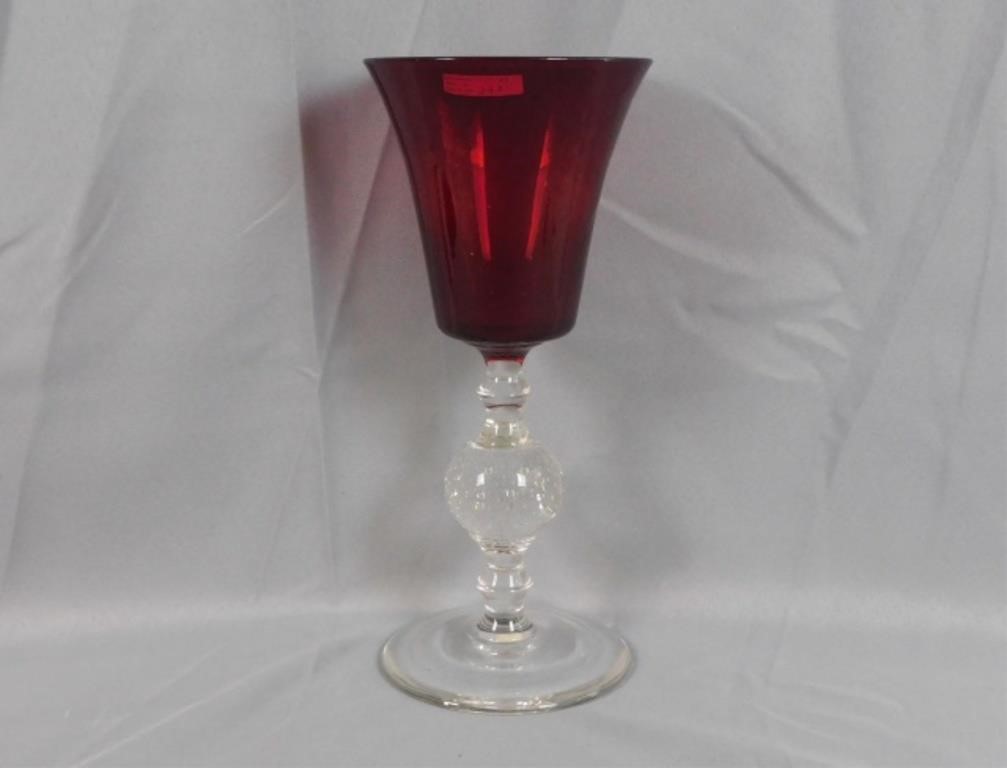 PAIRPOINT CHALICE VASE. RUBY BOWL,