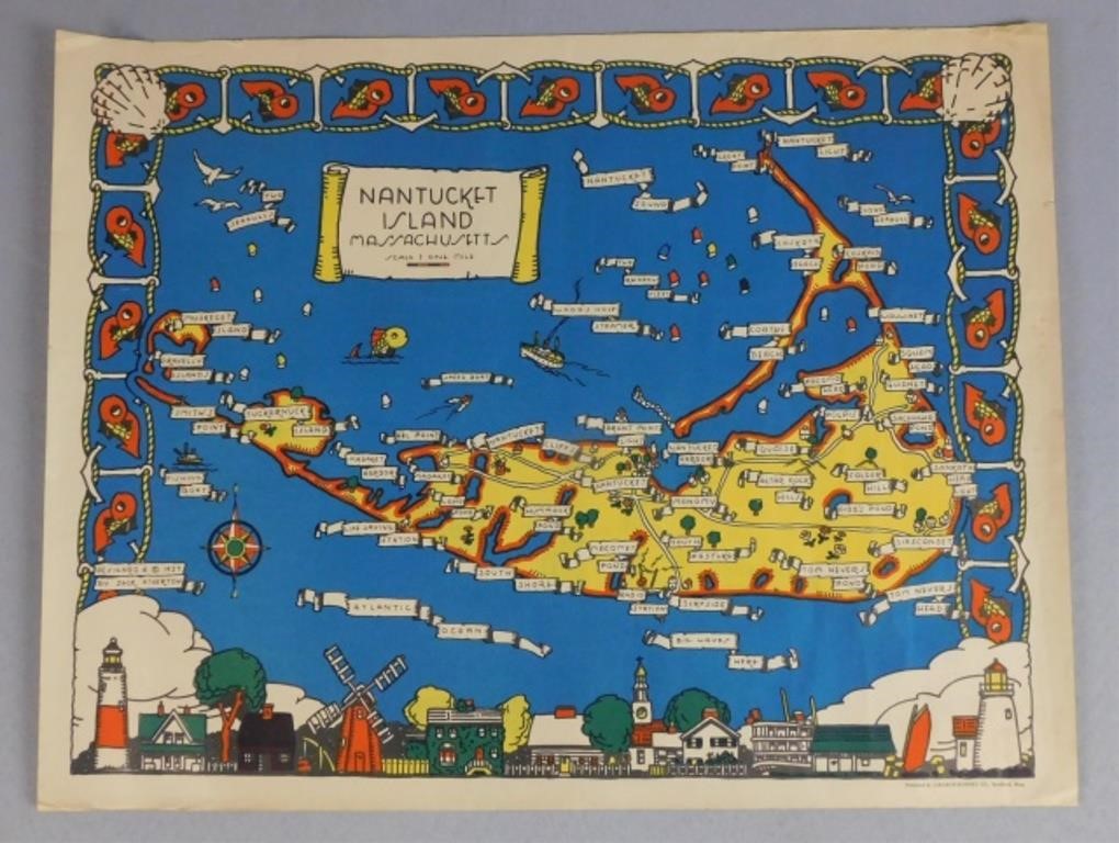 NANTUCKET SOUVENIR MAP, DATED 1937.