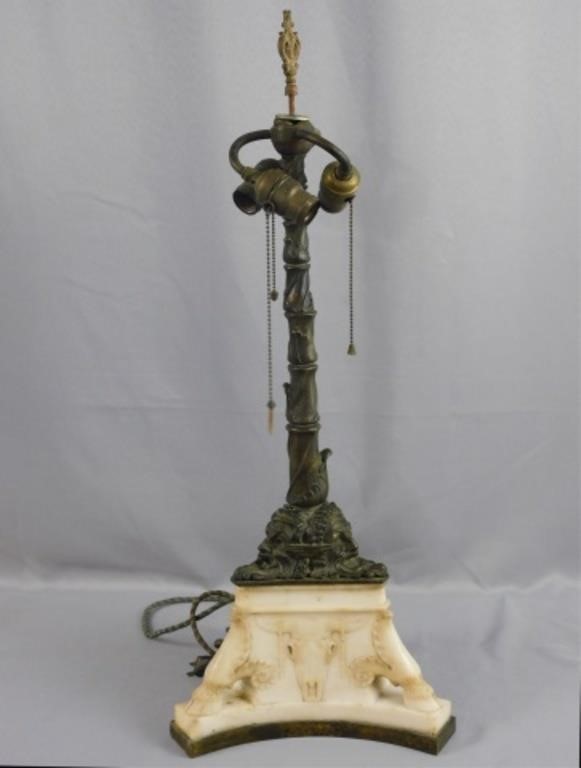 BRONZE AND MARBLE TABLE LAMP EARLY 2b329b