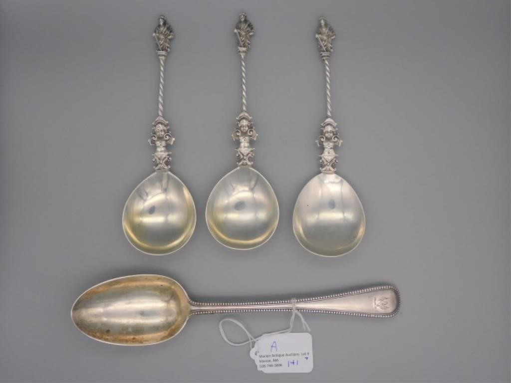 (4) ENGLISH STERLING SILVER SPOONS.