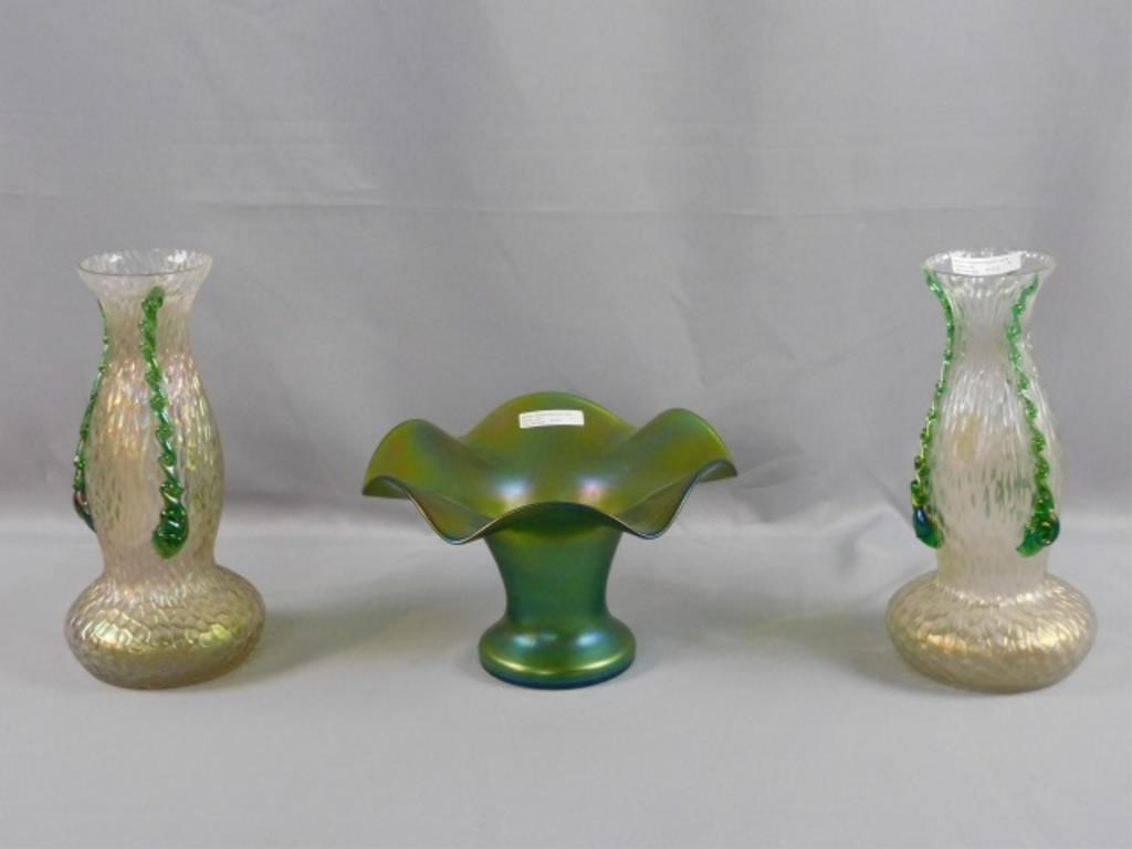 (3) ART GLASS VASES, EARLY 20TH