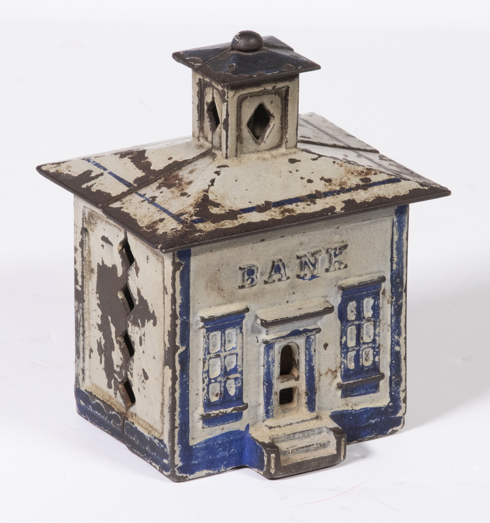 CAST IRON BANK BUILDING PENNY BANK