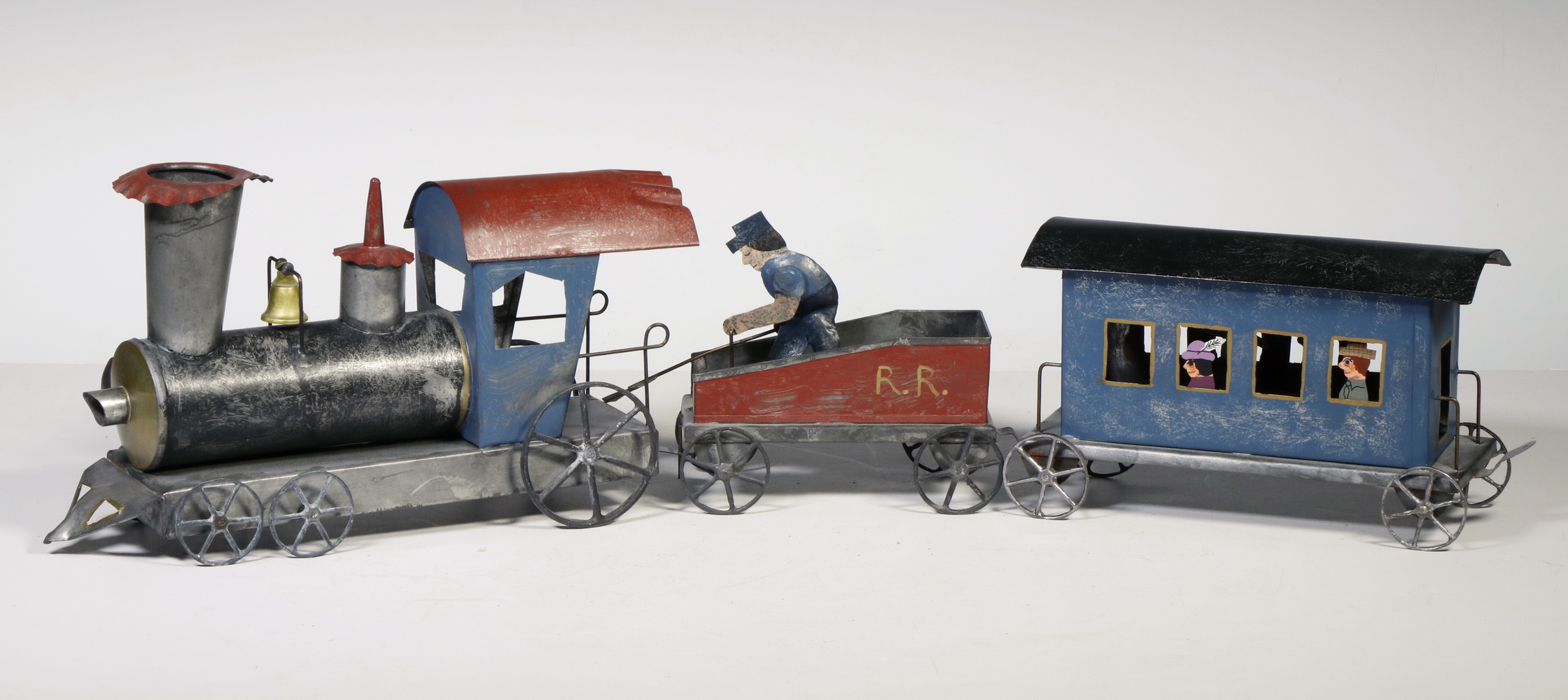 (3 PC) GERMAN PAINTED TIN TOY TRAIN