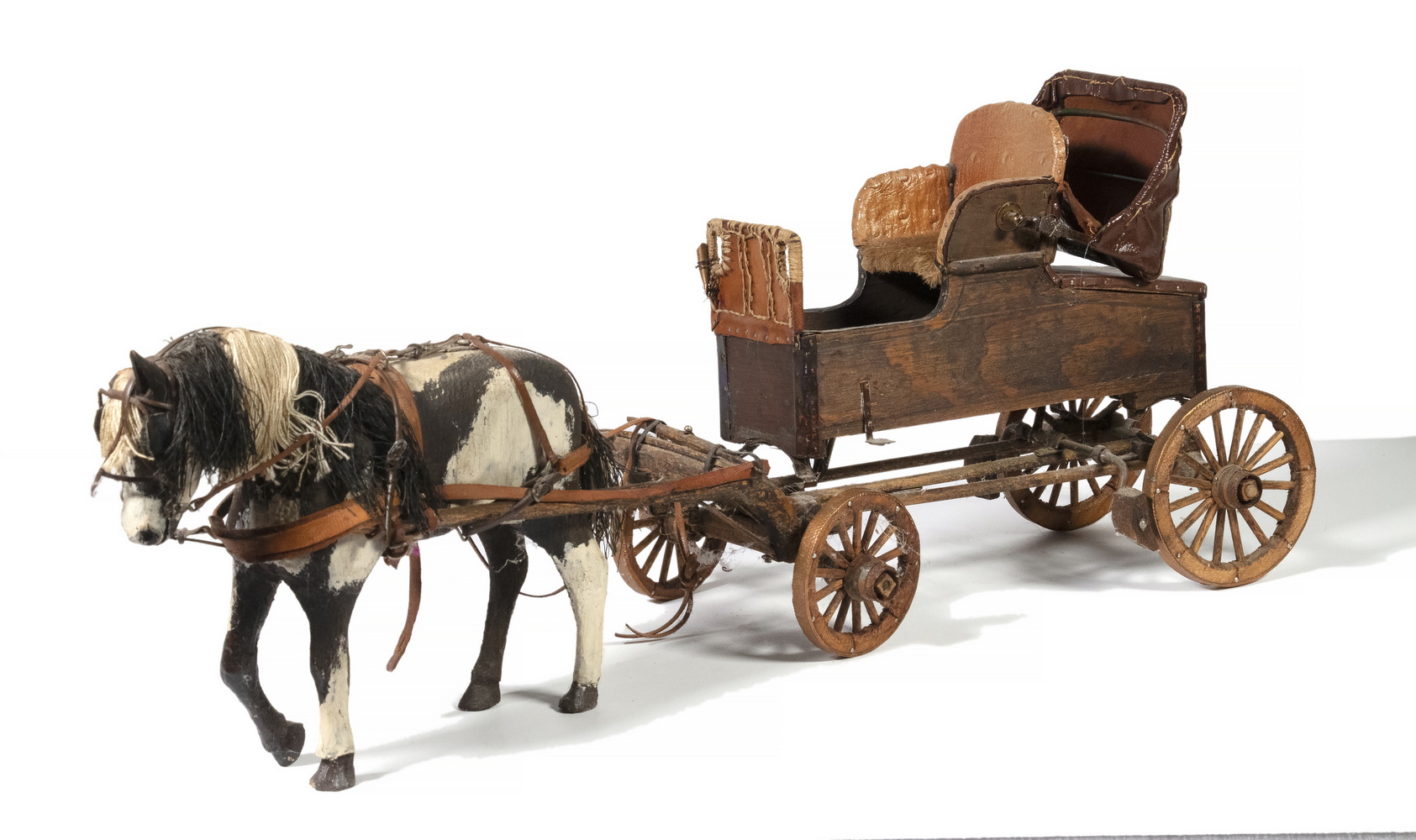 WOODEN HORSE DRAWN CARRIAGE Vintage 2b3641