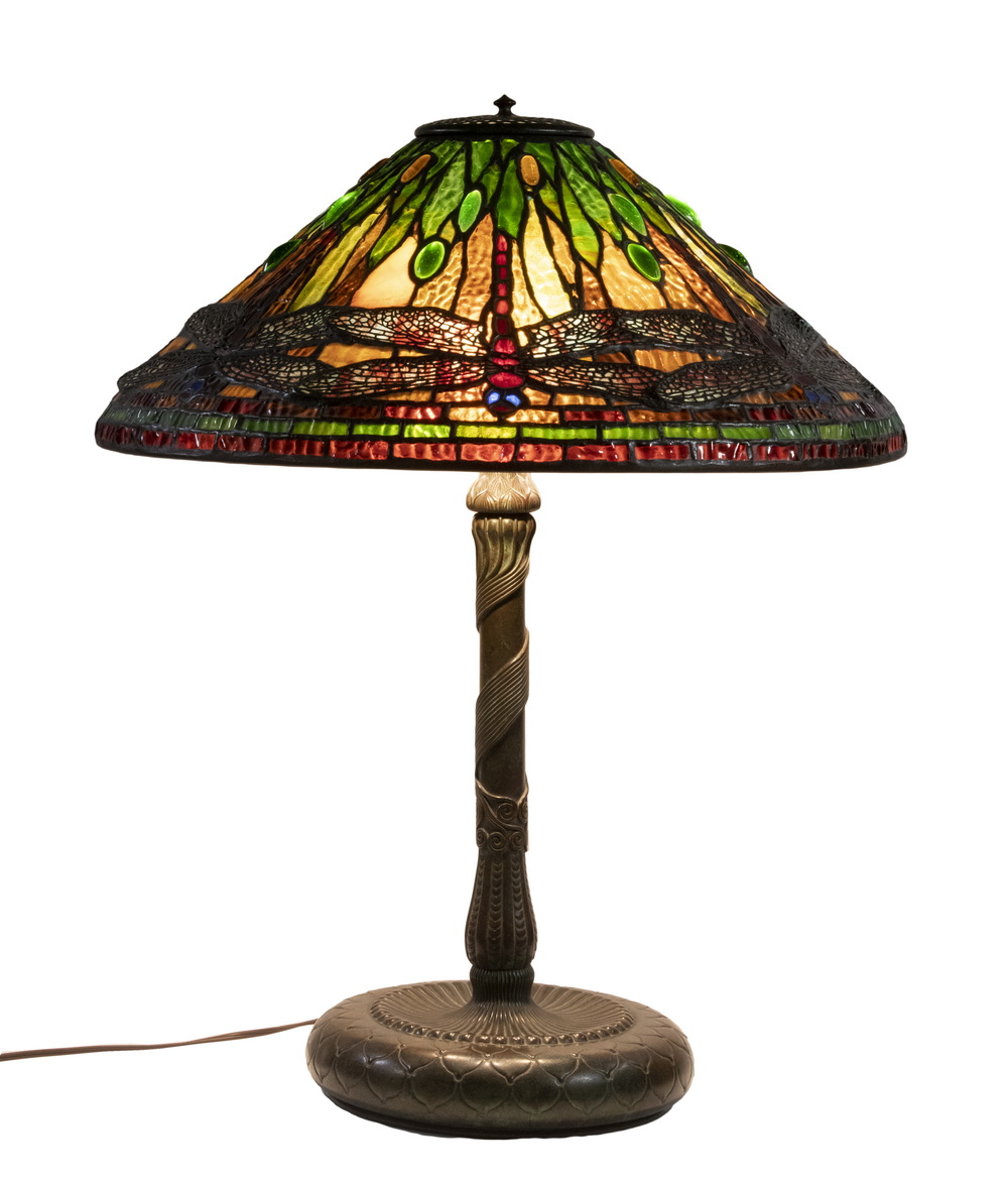 TIFFANY STUDIOS BRONZE TABLE LAMP