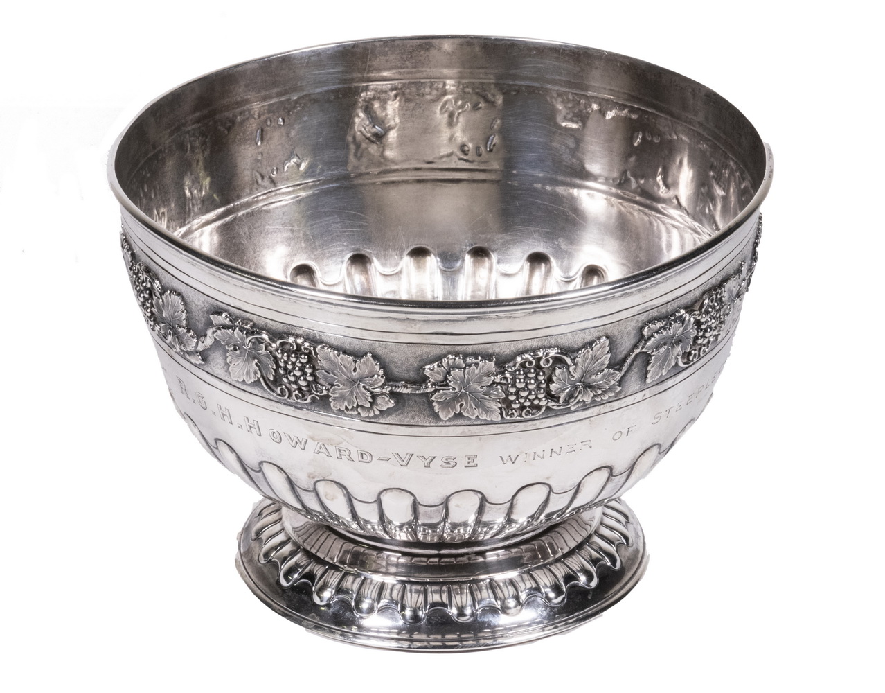 SILVER PUNCH BOWL WITH ETON STEEPLECHASE