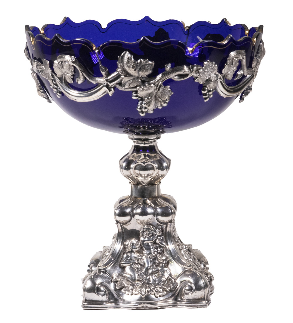 GERMAN SILVER MOUNTED COBALT GLASS