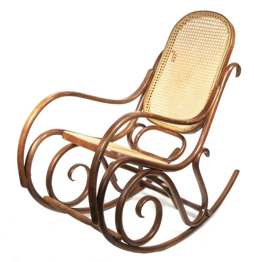 THONET CANED BENTWOOD ROCKER Bent Mahogany