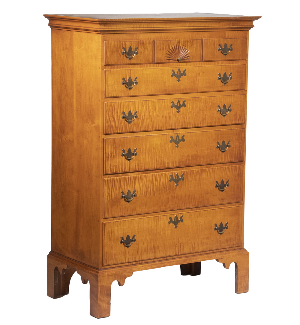 ELDRED WHEELER TIGER MAPLE CHEST 2b3b10