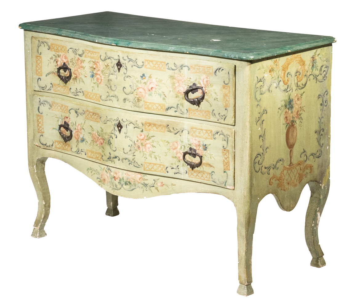 FRENCH PAINTED TWO DRAWER CHEST 2b3c42