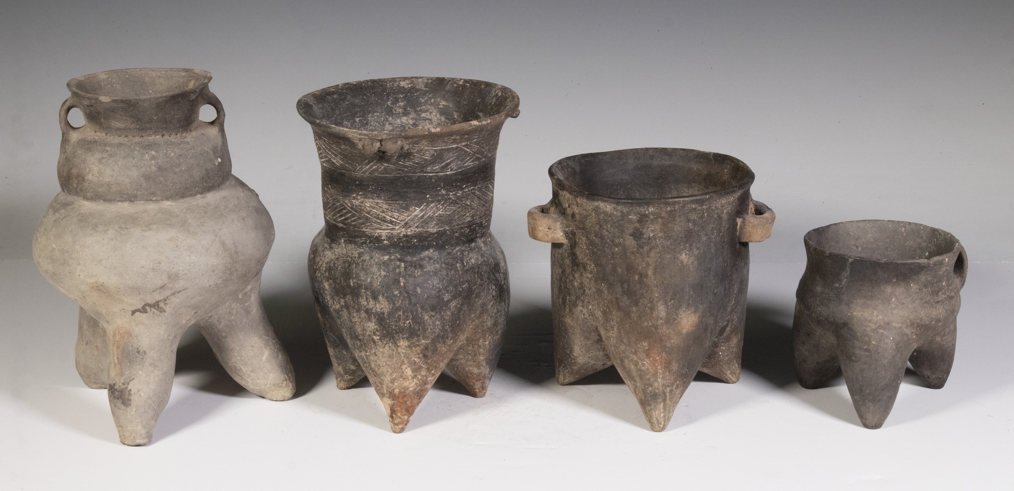 (4) CHINESE NEOLITHIC BLACK POTTERY