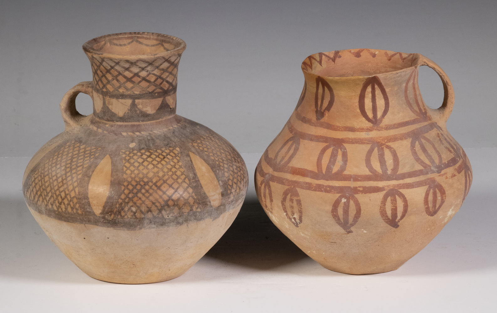 (2) CHINESE NEOLITHIC POTTERY JARS,