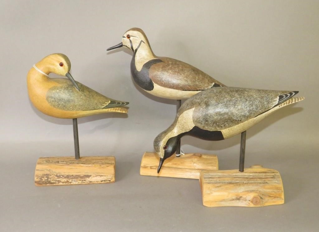 3 WOODEN BIRD CARVINGS BY HARRY