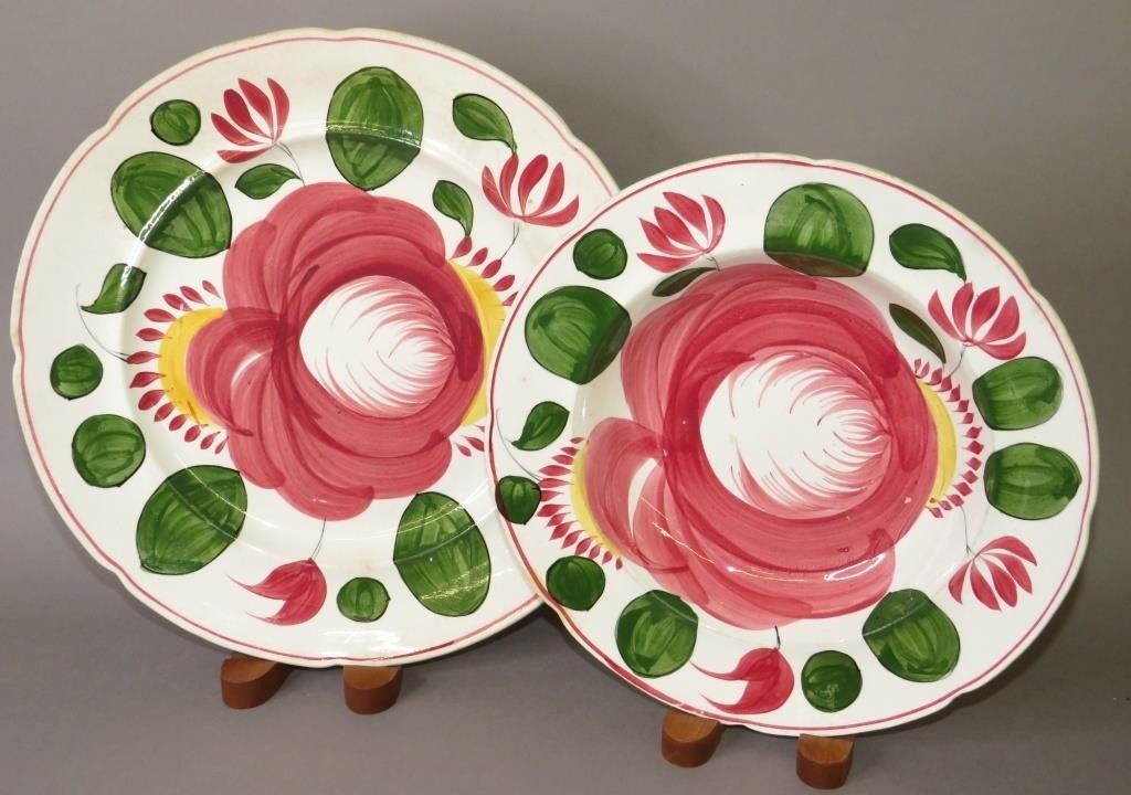 2 CABBAGE ROSE PATTERN DISHESca.