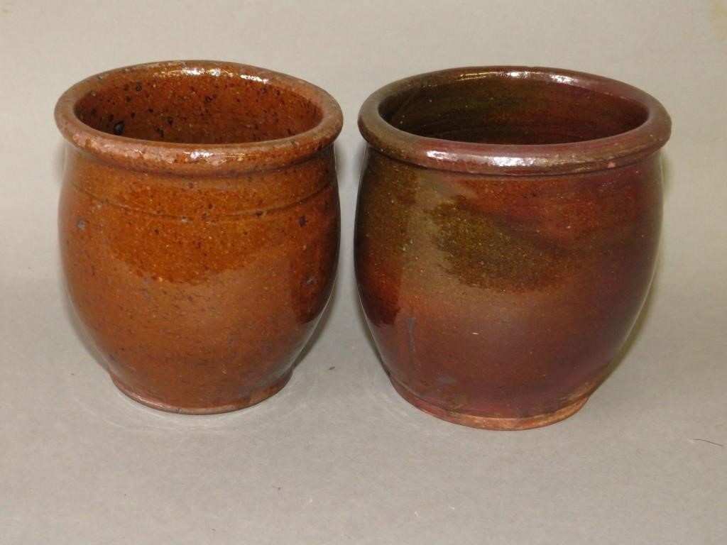 2 PA REDWARE JELLY JARSca. 1880;