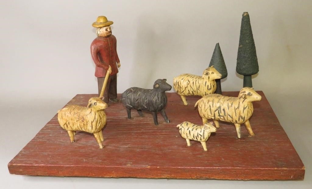 EARLY DANIEL STRAWSER FOLK ART CARVED