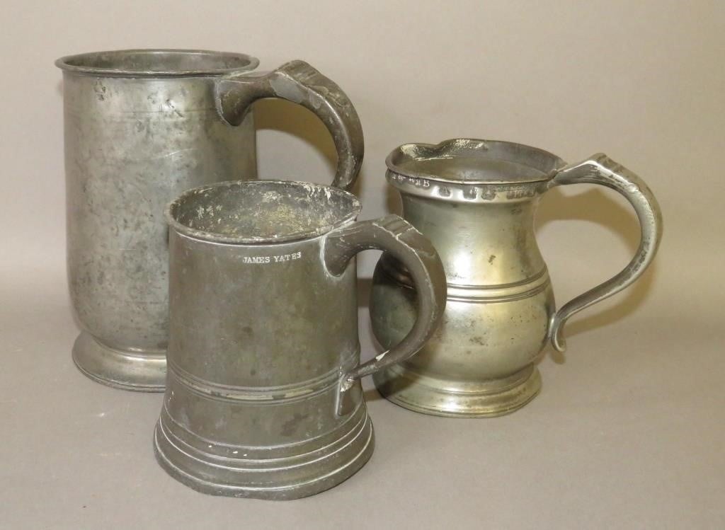 3 ENGLISH PEWTER MEASURESca. early-mid
