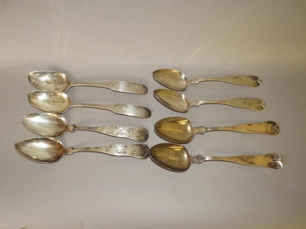 4 PAIRS OF COIN SILVER TABLESPOONSca.