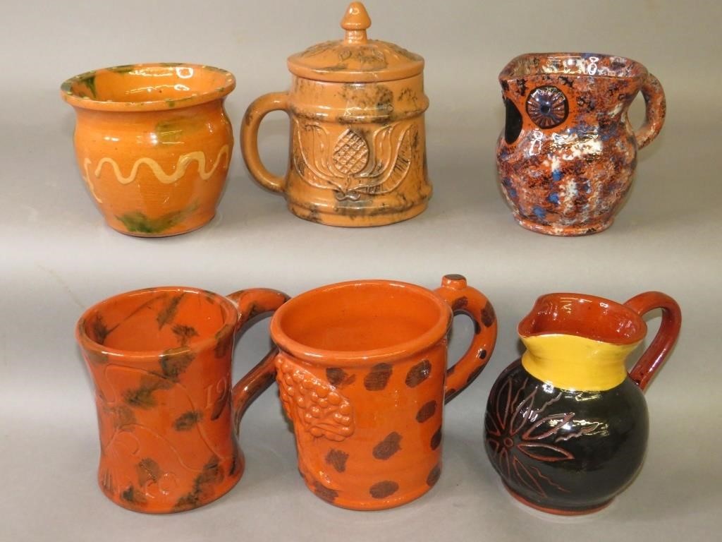 6 PIECES OF FOLK ART POTTERY BY 2b72ee