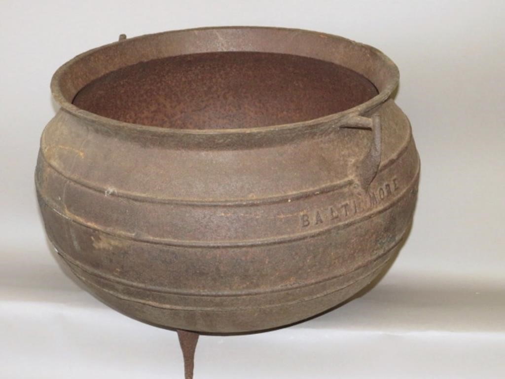 LARGE SIZE TRI-FOOTED CAST IRON