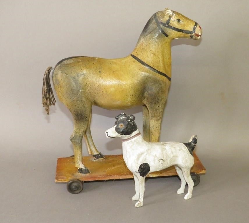 2 GERMAN PAPIER MACHE ANIMAL FIGURESca  2b739d