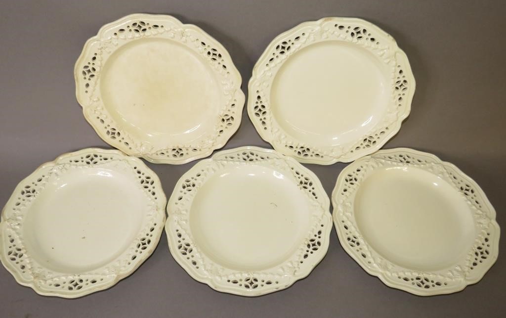 5 CREAMWARE RETICULATED AND MOLDED 2b73b5