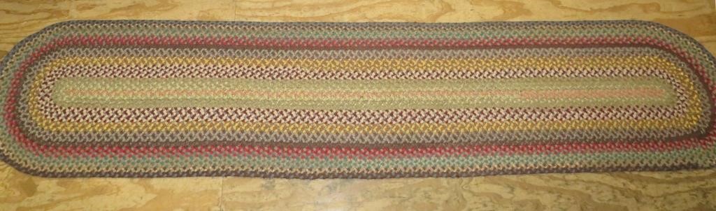 WOOL BRAIDED OVAL RUNNERca. mid-late