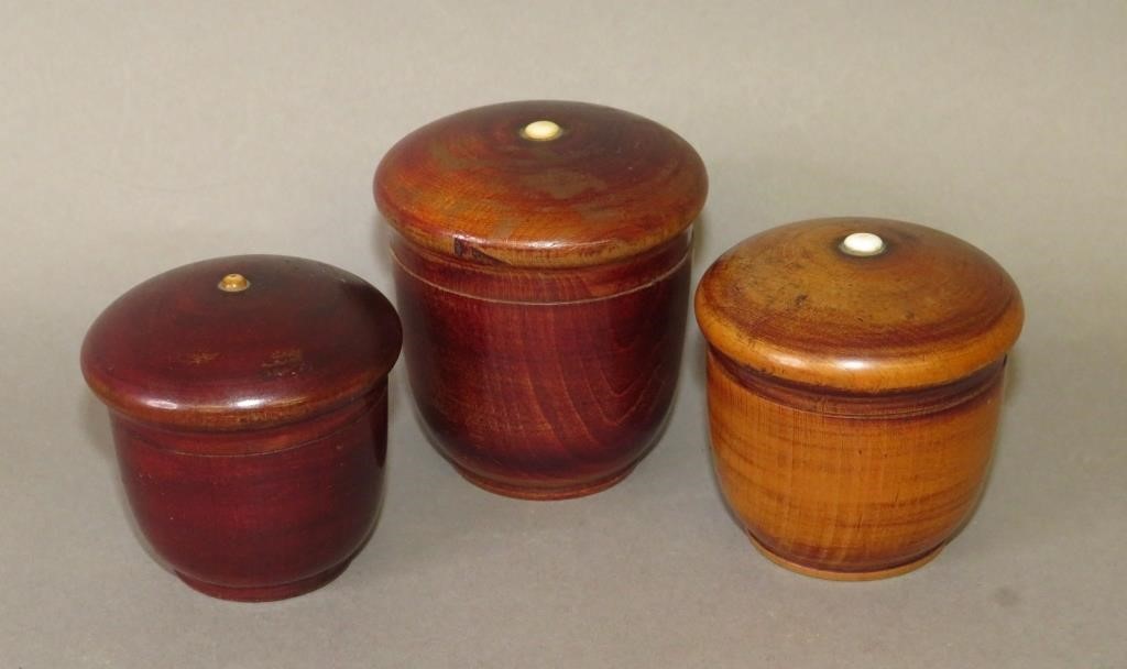 3 DOMED LID SAFFRON CUPS ATTRIBUTED