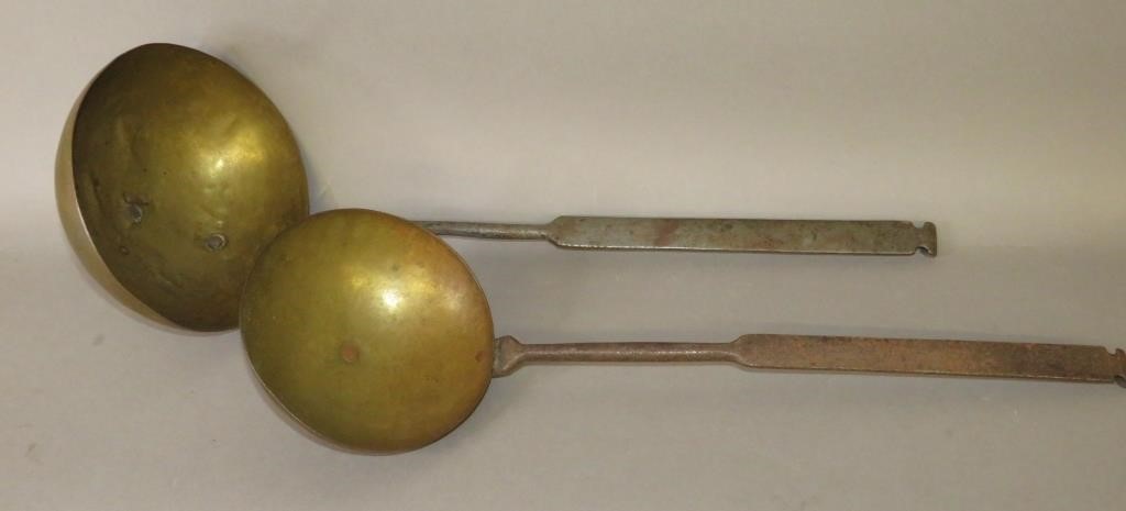 PAIR OF BRASS IRON LADLES ATTRIBUTED 2b749b