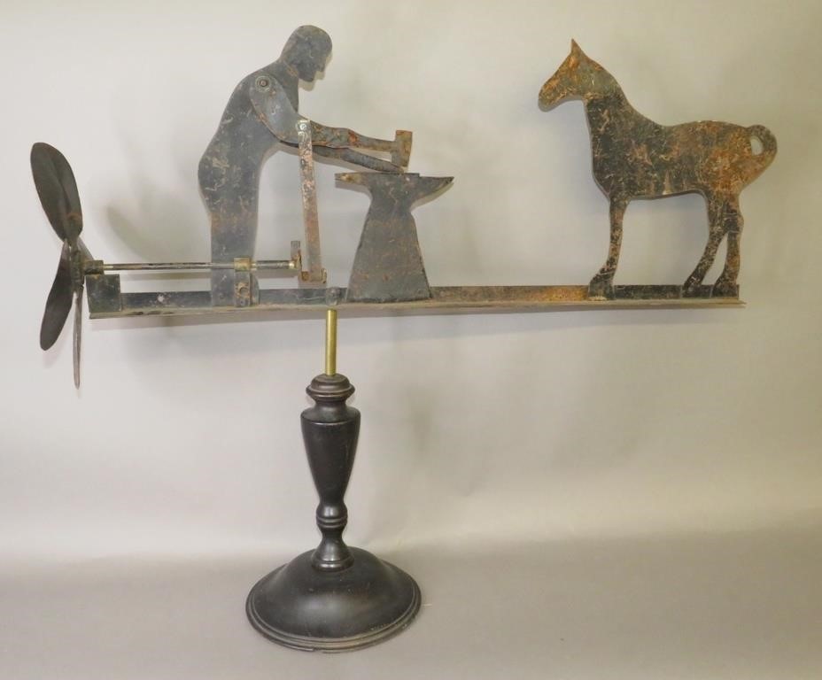 FOLK ART CRAFTED BLACKSMITH AND HORSE