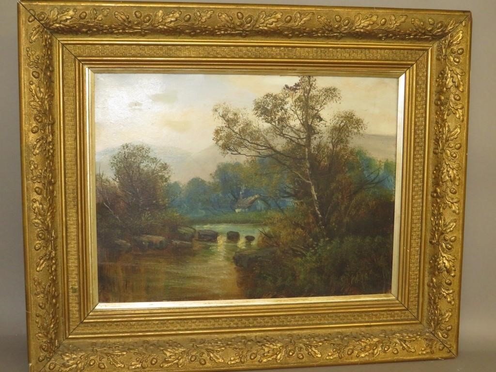 OIL ON CANVASca 1900 wooded scene 2b752c
