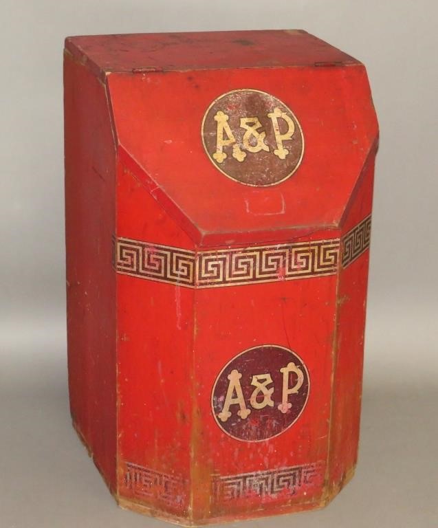 A&P COFFEE BINca. 1900; red painted