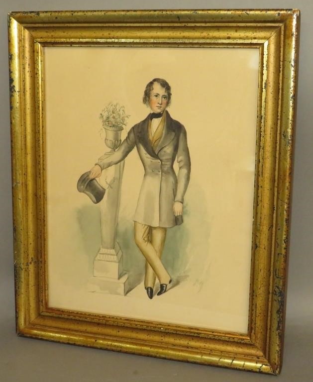 WATERCOLOR PORTRAITca. 1840; full