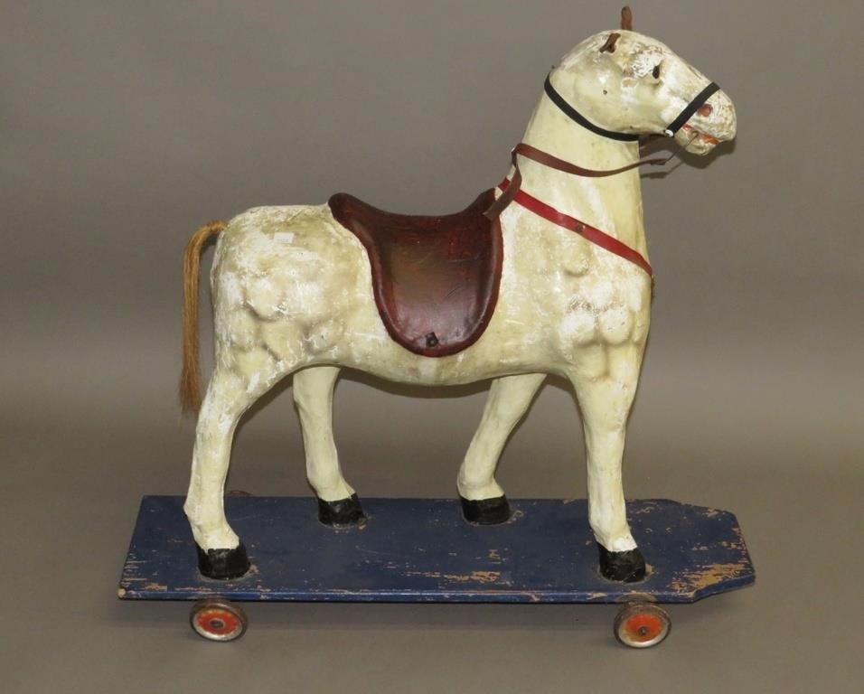 HORSE PULL TOYca 1890 in plaster 2b7535