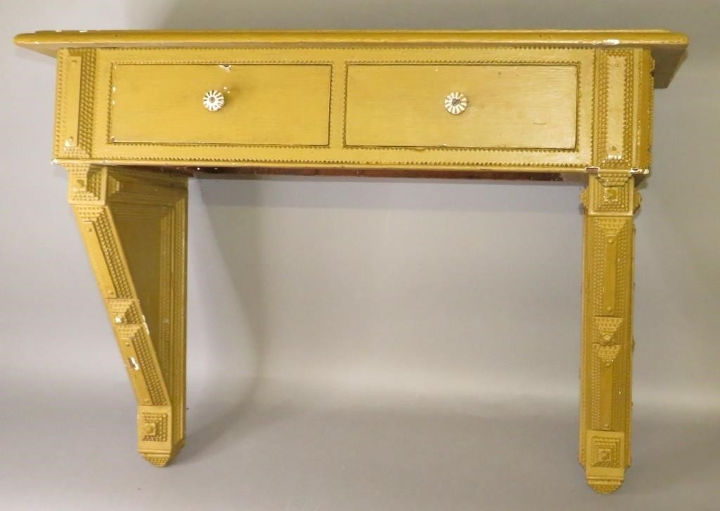 MUSTARD TWO DRAWER TRAMP ART STYLE 2b756b