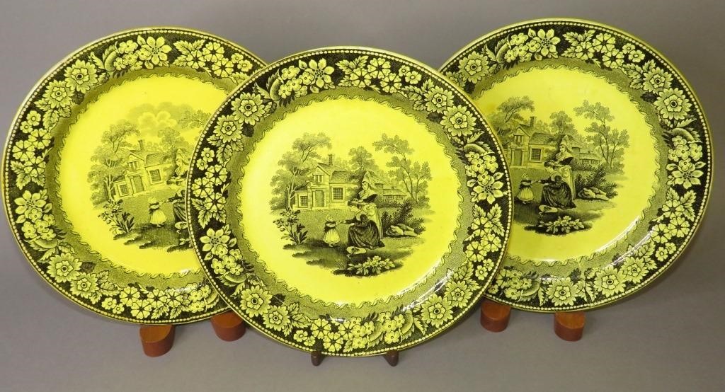 3 CANARY YELLOW PLATESca. 1830;