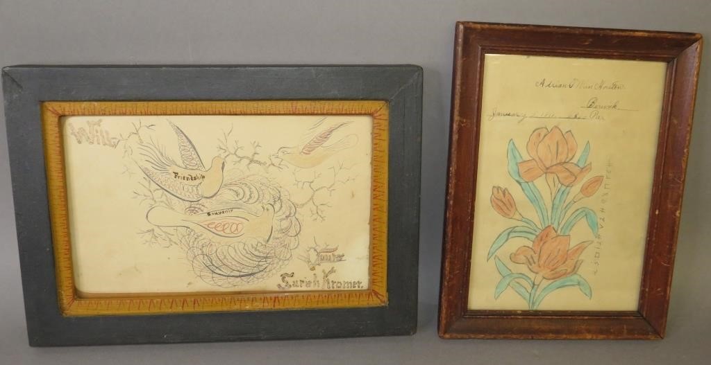 2 FRAMED DRAWINGSca. 1897 & early