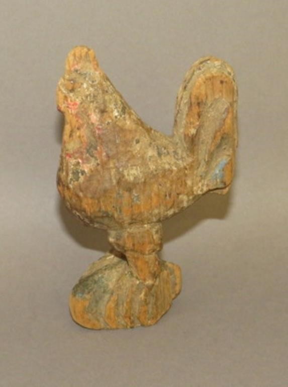 FOLK ART CARVED POLYCHROME ROOSTER 2b7586