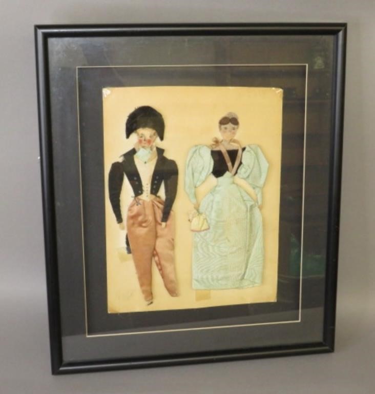 DISPLAY FRAMED PAIR OF FABRIC DRESSED