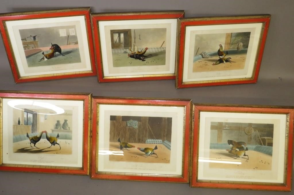 SET OF 6 COCK FIGHTING PRINTSca. 1855;