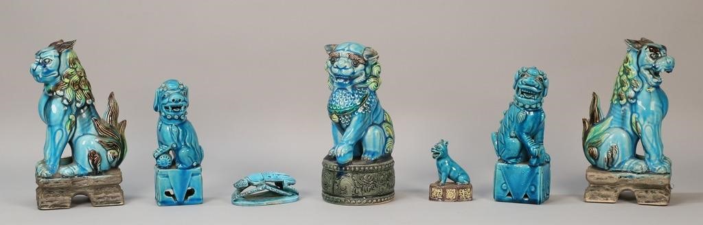 GROUP OF 7 CHINESE TURQUOISE FOO 2b7767