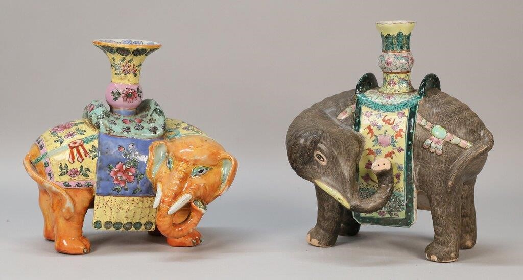 TWO CHINESE EXPORT ELEPHANT JOSS