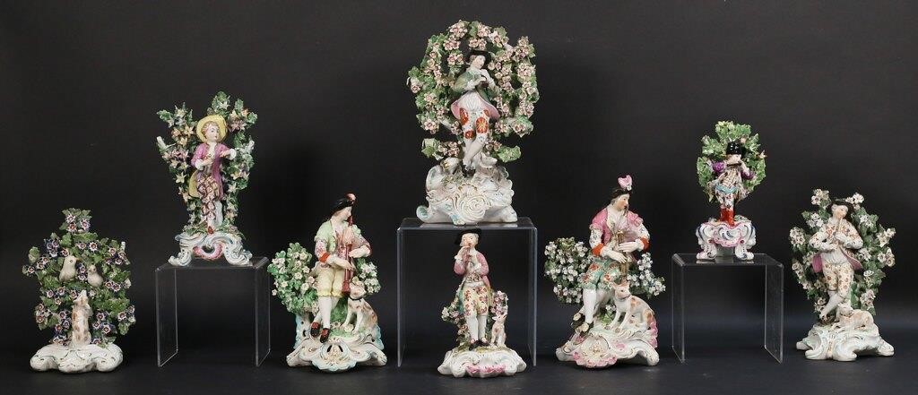 8 CHELSEA, DERBY, BOW PORCELAIN FIGURES8