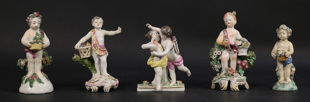 5 PORCELAIN CHERUB FIGURINES5 porcelain