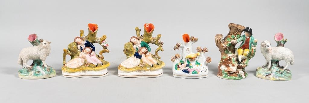 6 STAFFORDSHIRE PORCELAIN SPILL VASES6