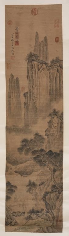 CHINESE SCROLL PEOPLE IN LANDSCAPEChinese