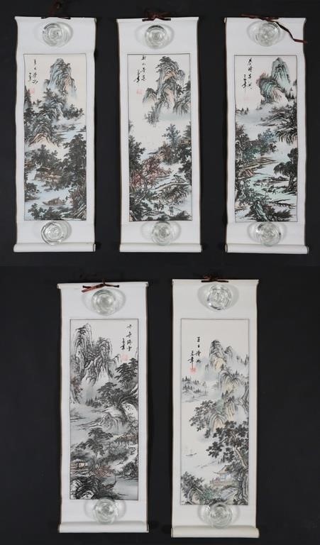 5 CHINESE SCROLL PRINTS THE FOUR
