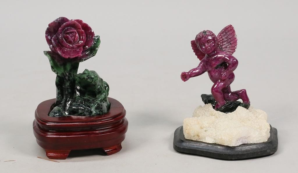 RUBY ZOISITE ROSE AND CHERUB2 pieces